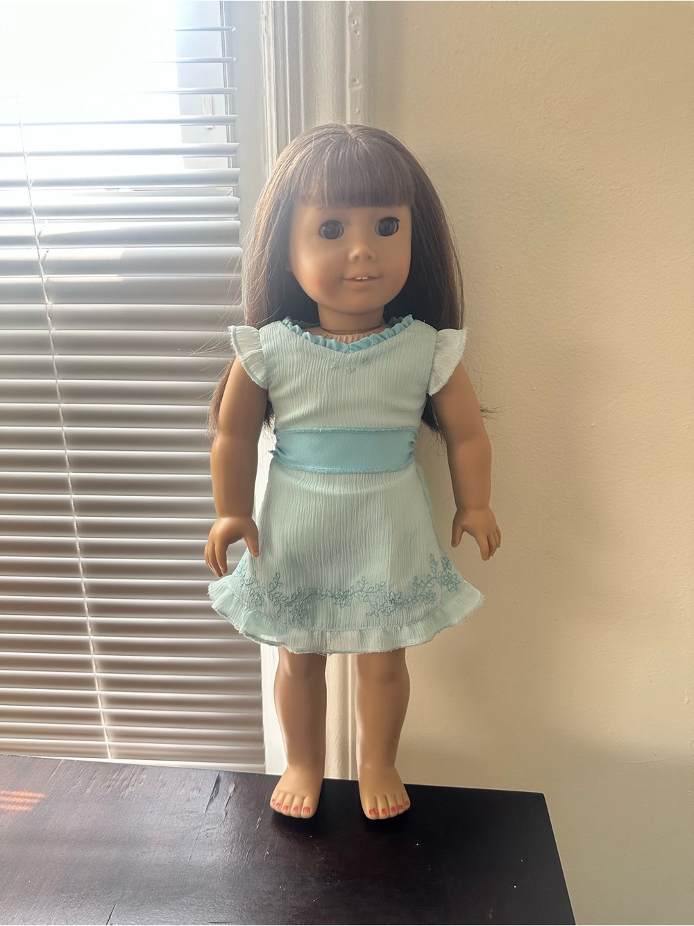 American Girl Pale Mint Dress with Satin Waistband